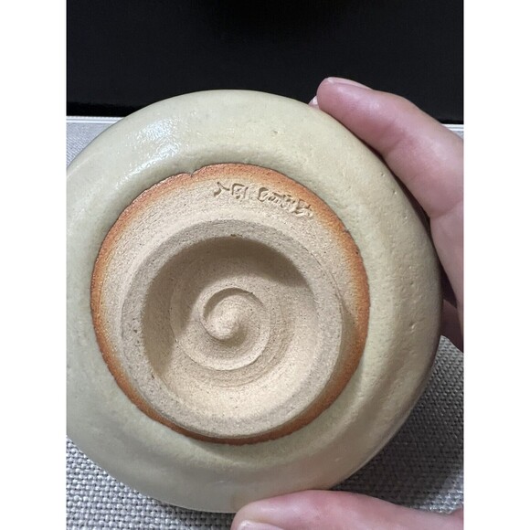 Vtg. Japanese Akahada ware tea bowl handmade Masando Oshino pottery Signed - Picture 8 of 15